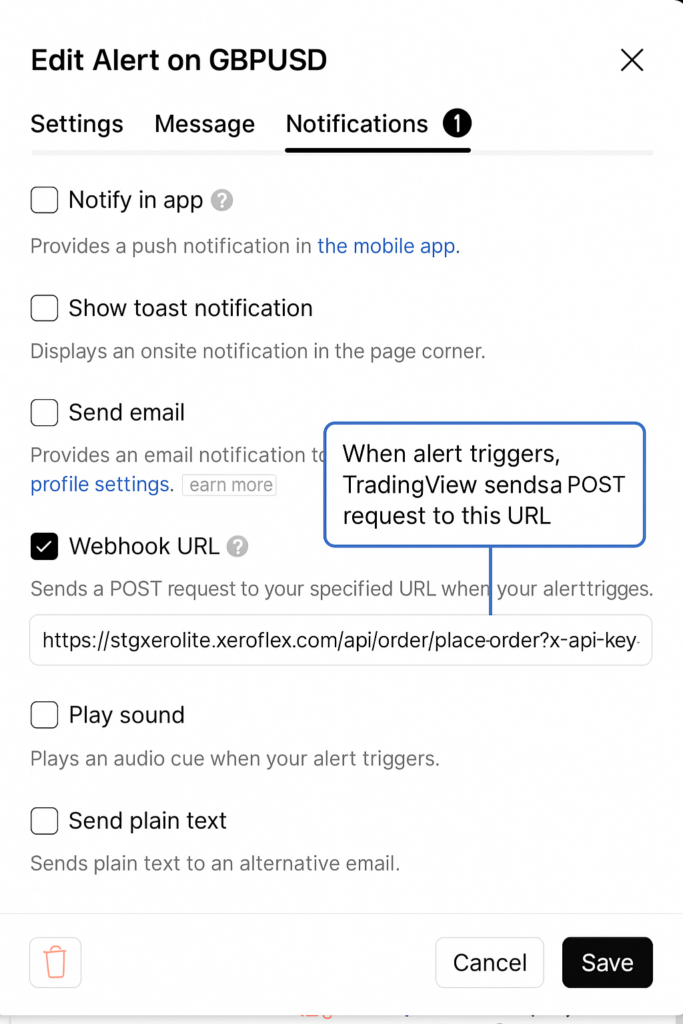 TradingView Alert Message Format