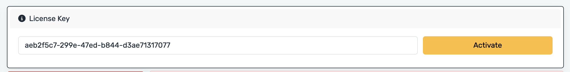 License Key Activation Screen