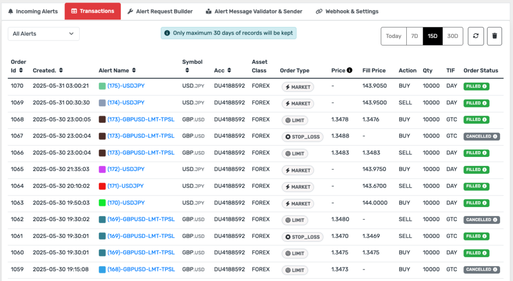 Transactions Screenshot