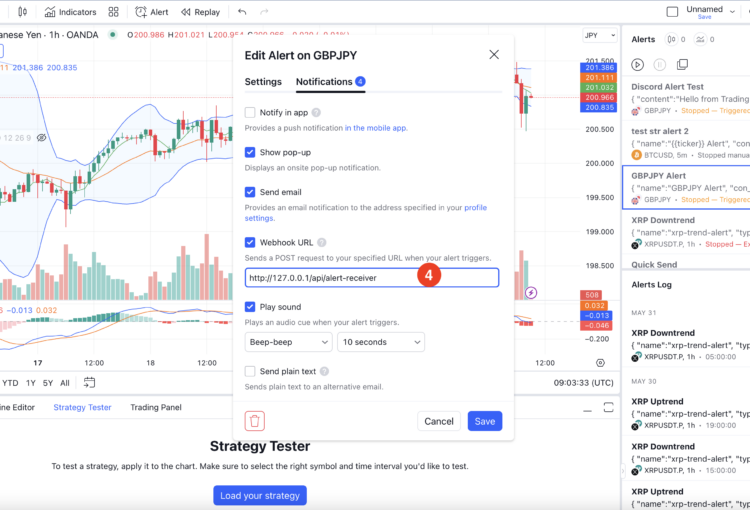 TradingView WebHook URL Configuration
